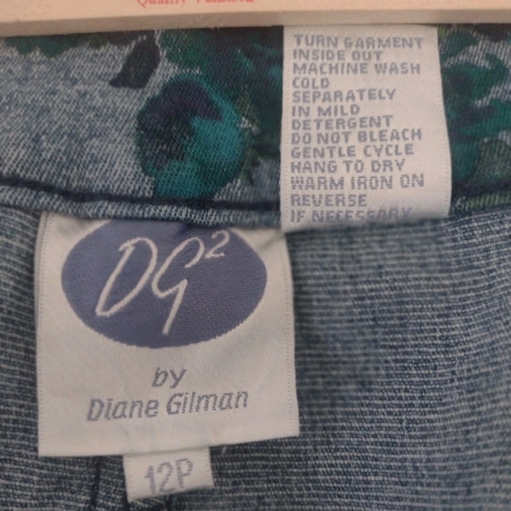 Diane Gilman 12P X 26.5" Women’s Blue Green Floral Print Stretch Jeans - Picture 4 of 16